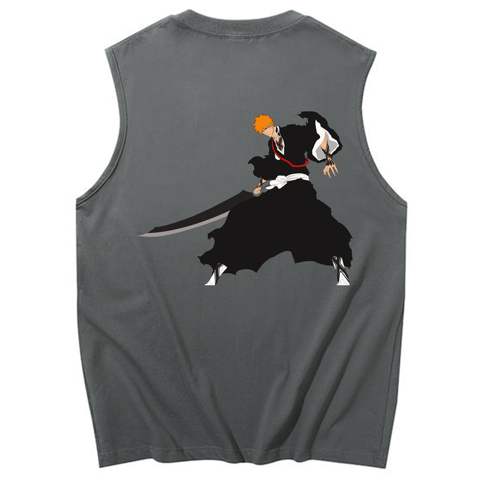 （画像用） ブリーチ 黒崎一護（くろさき いちご）BLEACH Kurosaki Ichigo コットン100％タンクトップ（背面プリント）